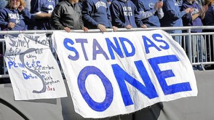Penn State students show their support for their university at a most unusual Beaver Stadium Saturday.