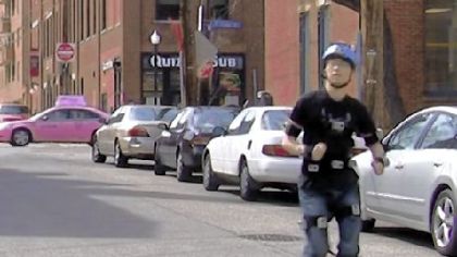A system developed by Disney Research Pittsburgh and Carnegie Mellon University uses body-mounted cameras to capture motion for use in animation. Here, cameras attached to a runner outdoors record motions used to render an animated runner.