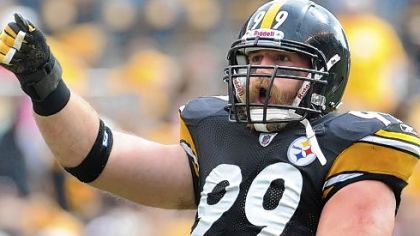 Brett Keisel: The beard at work (or not) Sunday after a sack of Blaine Gabbert.