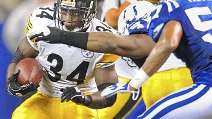 The Steelers, led by Rashard Mendenhall's meager 37 yards, had 67 yards against Indianapolis.