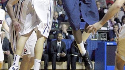Pitt's Talib Zanna elevates for a shot Friday against Penn's Marin Kukoc at The Palestra in Philadelphia.