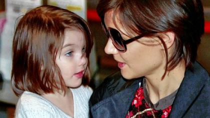Actor Tom Cruise's wife actress Katie Holmes and daughter Suri.