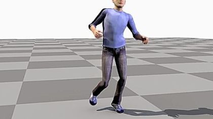 A system developed by Disney Research Pittsburgh and Carnegie Mellon University uses body-mounted cameras to capture motion for use in animation. Cameras attached to a runner outdoors record motions used to render an animated runner, shown here.