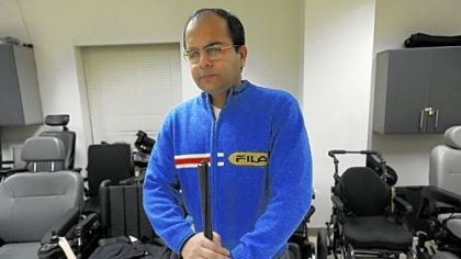 Bobby Quamar at the Center for Assistive Technology where he takes classes for his graduate program in rehabilitation counseling at the University of Pittsburgh School of Health and Rehabilitation Sciences.