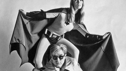 Velvet Underground's Nico and Andy Warhol as Batman and Robin.