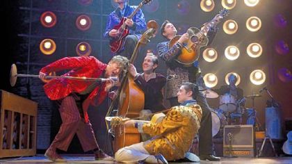 The "Finale Pyramid" in the original Broadway company of "Million Dollar Quartet."