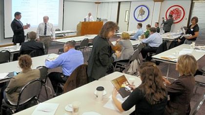 Washington County high school guidance counselors are brought up to date on the employment needs of the Marcellus Shale gas industry at a jobs forum Thursday at the Western Area Career and Technology Center in Chartiers.
