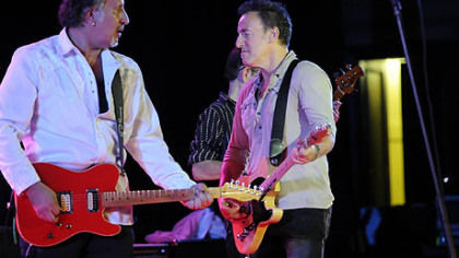 Joe Grushecky and Bruce Springsteen at Soldiers and Sailors Memorial Hall in Oakland on Nov. 3.