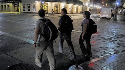Operation Safety Net founder Dr. Jim Withers, left, hits the streets on his normal Monday night in Downtown, Pittsburgh.
