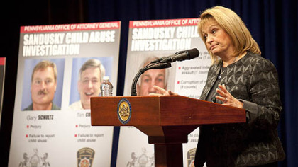 Pennsylvania Attorney General Linda Kelly on Monday discusses the details surrounding the case of Penn State former defensive coordinator Jerry Sandusky and allegations against him of sex abuse crimes involving young boys.