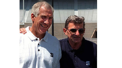 Penn State coach Joe Paterno, shown in 1999 with then-assistant coach Jerry Sandusky, left.